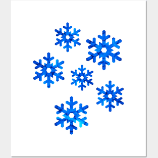 Watercolor Snowflakes (Blue) Posters and Art